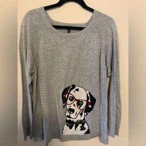 Talbots Light Gray Sweater with Dalmatian Design